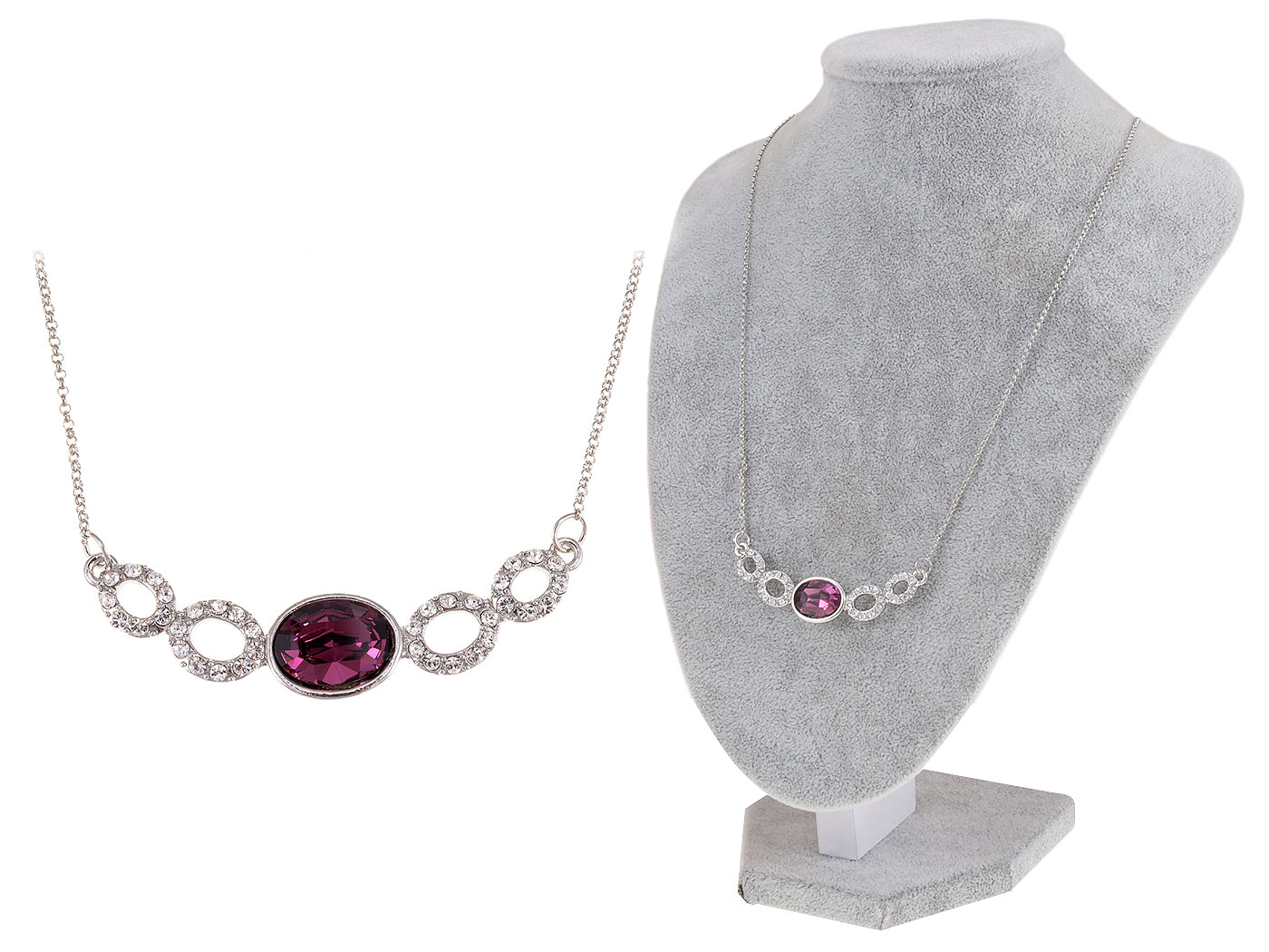 Swarovski Crystal Elements Amethyst Silver Hoops Glory Necklace