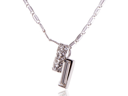Swarovski Crystal Elements Silver Two Bars Esque Necklace