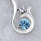 Swarovski Crystal Element Light Sapphire Abstract Sprout Pendant Necklace