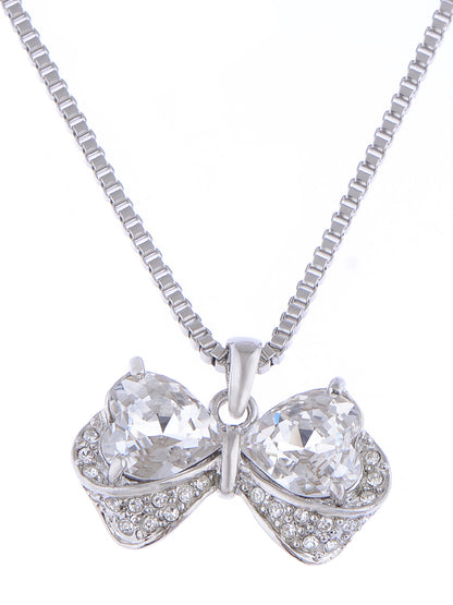 Swarovski Crystal Element Encrusted Classic Bow Pendant Necklace
