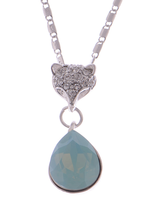 Swarovski Crystal Turquoise Elements Fox Heart Life Beauty Pendant Necklace