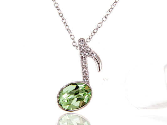 Swarovski Crystal Element Peridot Quaver Music Note Symbol Pendant