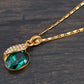 Swarovski Crystal Emerald Elements Leaf Dangling Chain Necklace