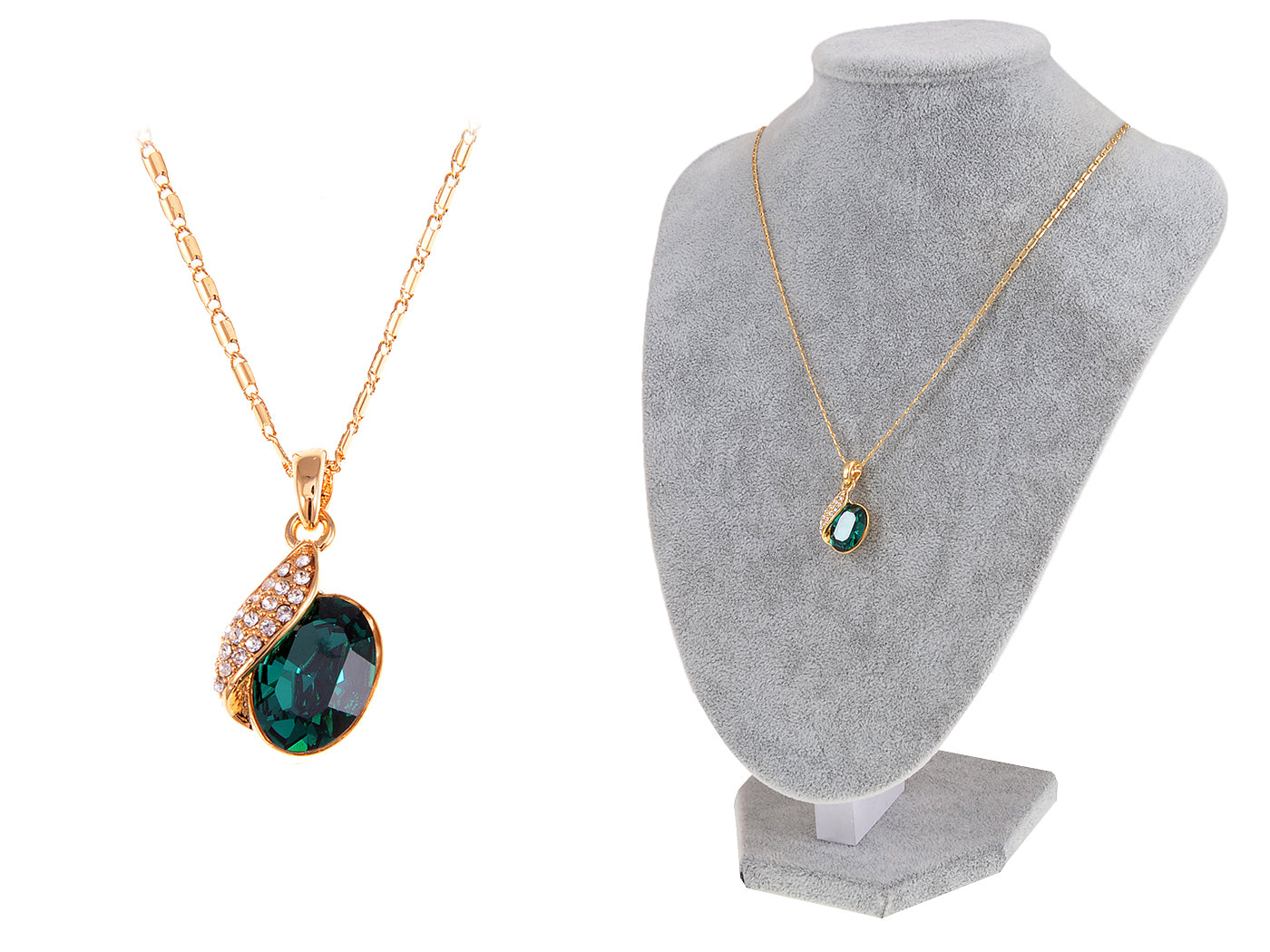Swarovski Crystal Emerald Elements Leaf Dangling Chain Necklace