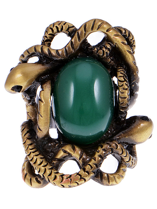Entangled In Slithering Snakes Emerald Green Center Statement Ring