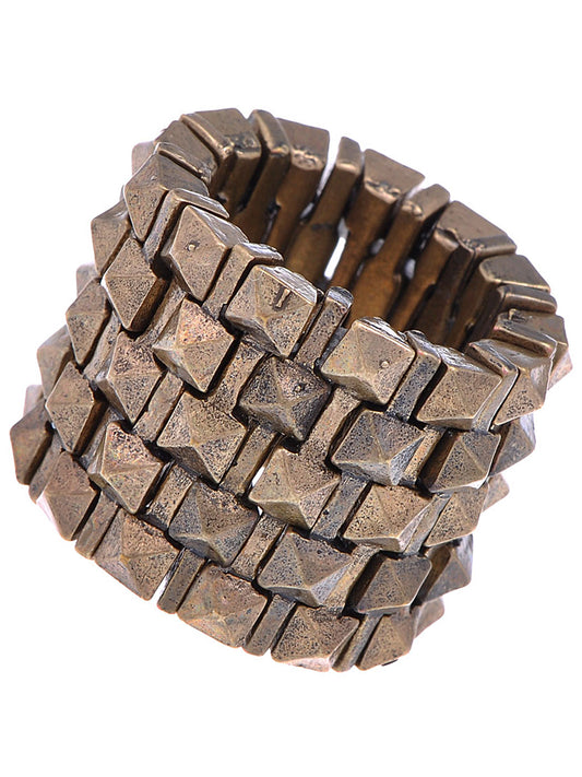 Urban Punk Hip Hop Pyramid Stud Studded Statement Stretch Ring Band