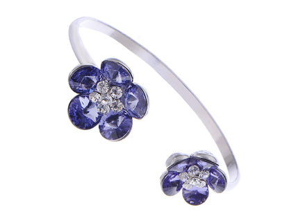 Swarovski Crystal Double Floral Daisy Element Bracelet Bangle