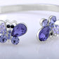 Swarovski Crystal Twin Gemini Ombre Lilac Purple Lavender Color Butterfly Spring Bangle Cuff Bracelet
