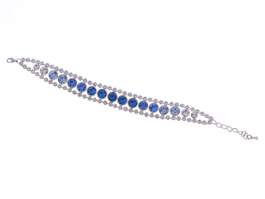 Swarovski Crystal Chain Blue Circular Pattern Element Bangle Bracelet