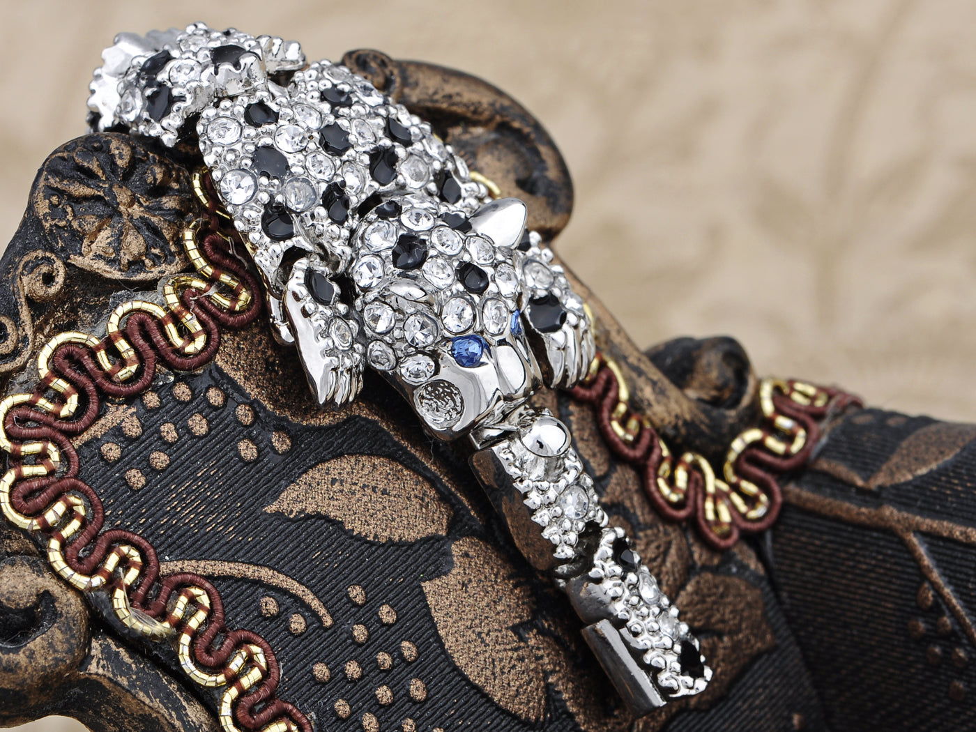 Swarovski Crystal Color Relaxed Sleeping Leopard Element Bracelet Bangle