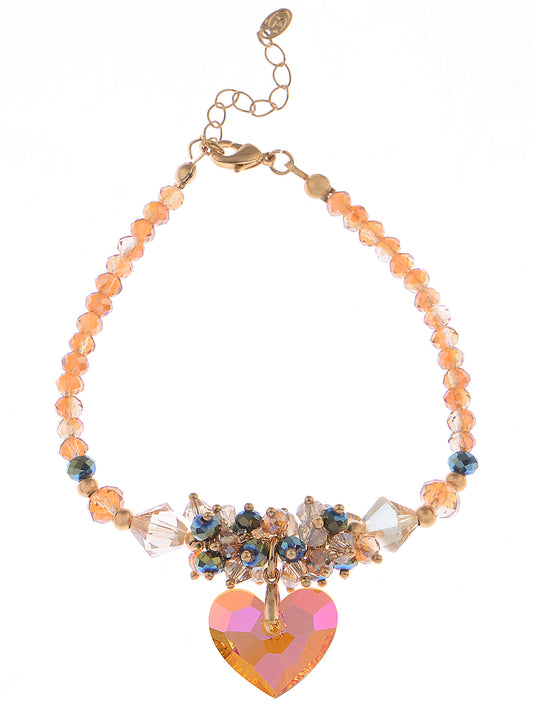 Swarovski Crystal Baroque Multi Beads Topaz Colored Lucky Heart Forever Charm Wrist Ornament