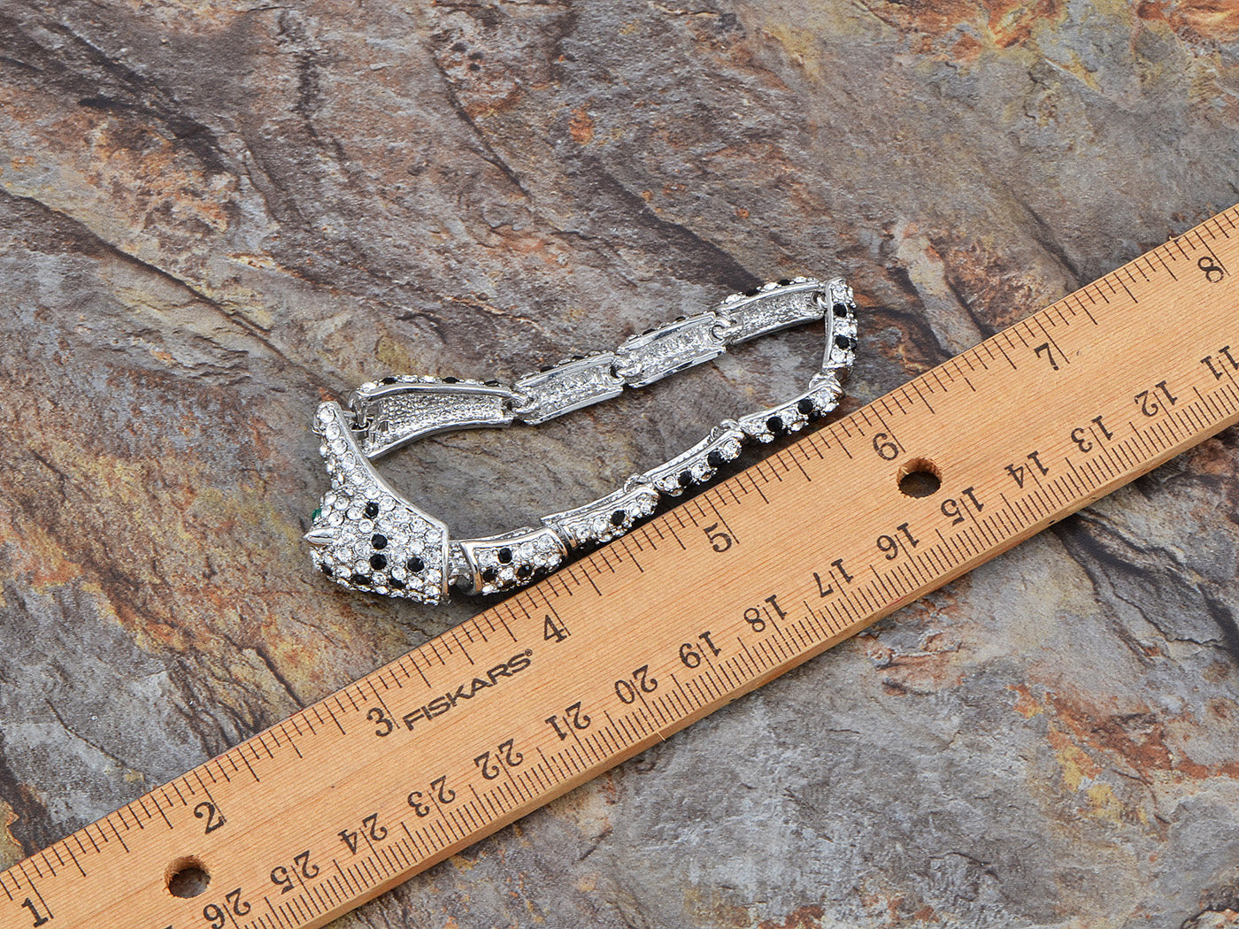 Swarovski Crystal Elements Jet Black Spotted Leopard Link Bracelet