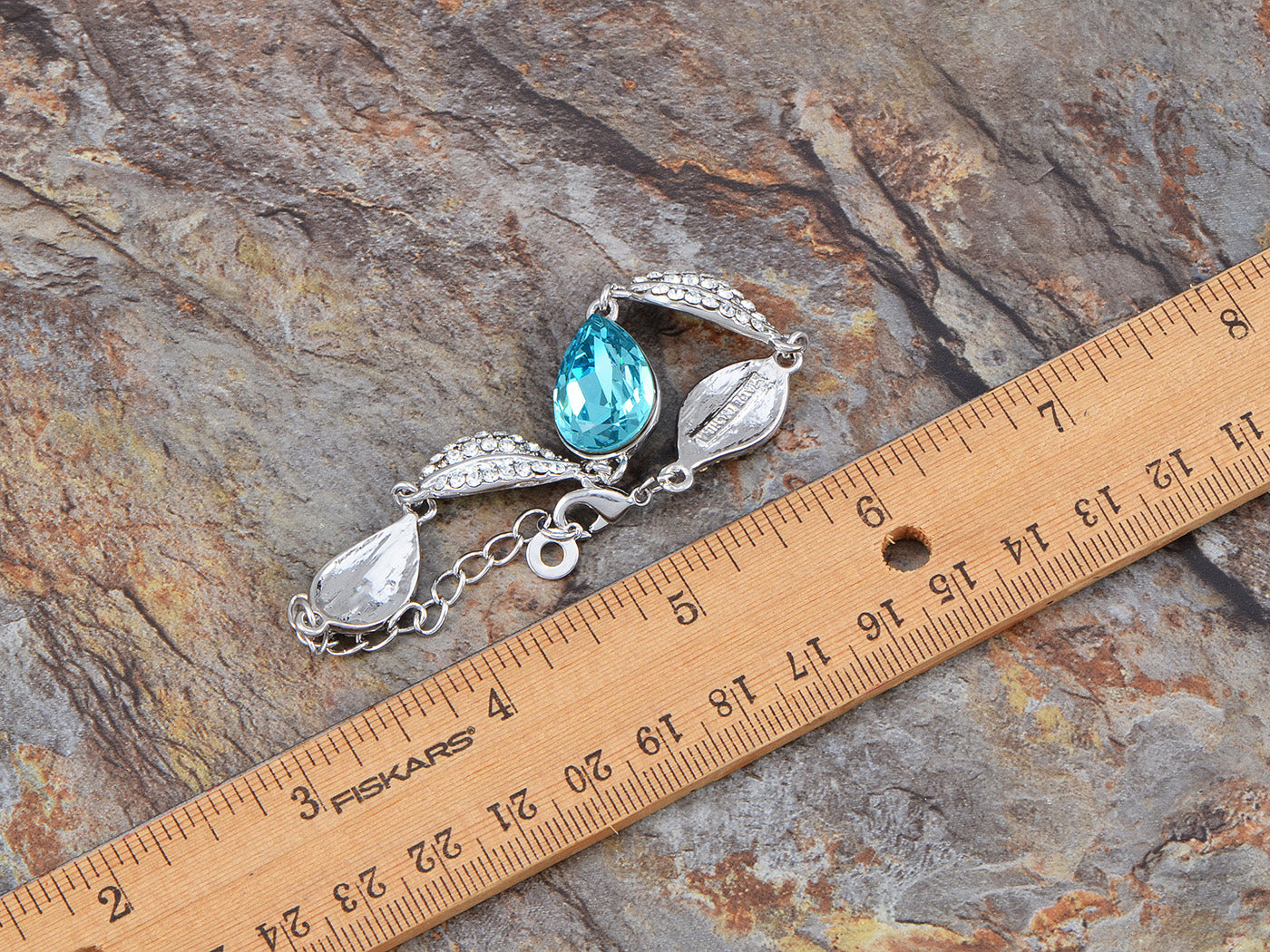 Swarovski Crystal Elements Aquamarine Blue Teardrop Leaves Link Bracelet