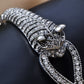 Swarovski Crystal Elements Encrusted Fierce Jaguar Head Bangle Bracelet