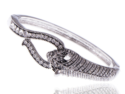 Swarovski Crystal Elements Encrusted Fierce Jaguar Head Bangle Bracelet