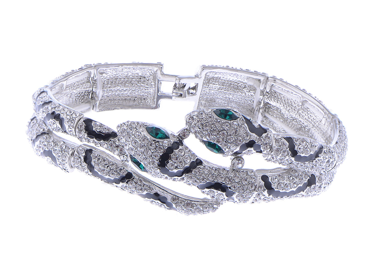 Swarovski Crystal Punk Flexible Silver Snake Bracelet Slinky 
