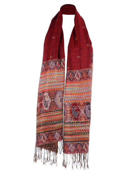 Multicolor Tribal Ethnic Thick Woven Tassel Scarf