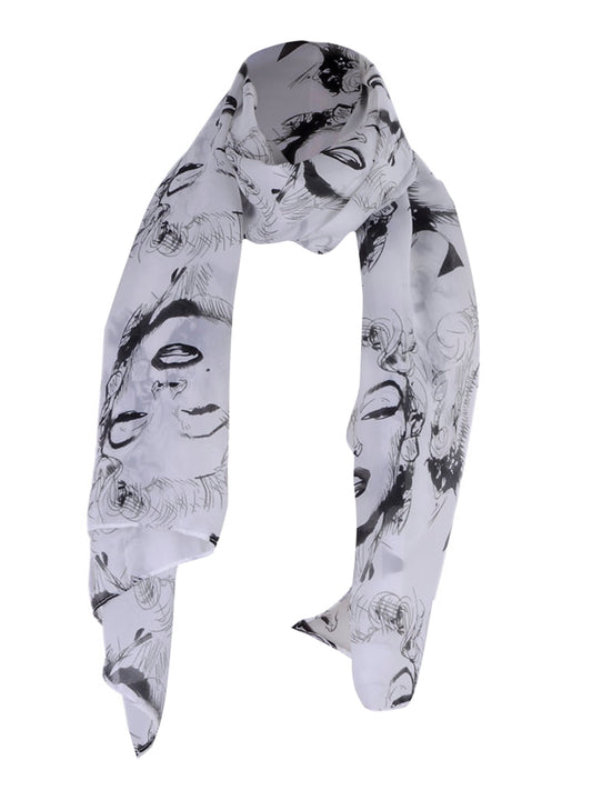 Black And White Hollywood Star Marilyn Monroe Semi Sheer Scarf