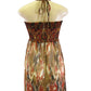 Anna-Kaci Splashed Print Necklace Tribal Sheer Long Maxi Dress
