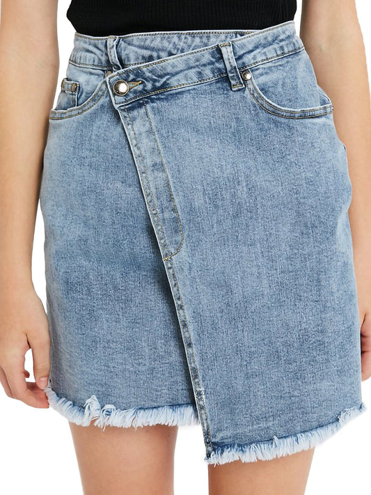 Asymmetrical Flap Denim Skirt