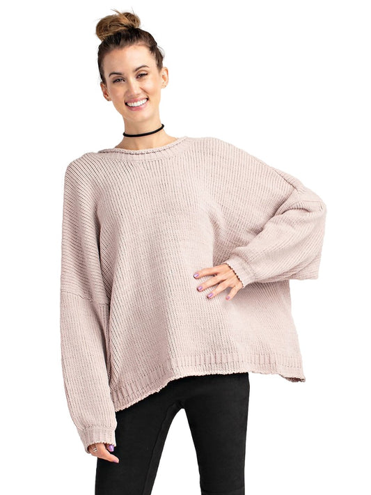 Tie Back Knit Tunic Sweater