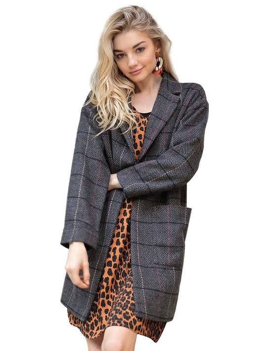 Plaid Wool Longline Over Coat