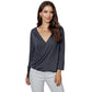 Casual V-Neck Gathered Long Sleeve Top