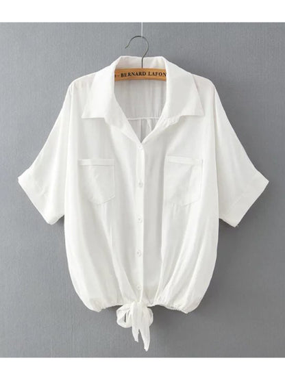 Cotton Linen Knotted Tie Top