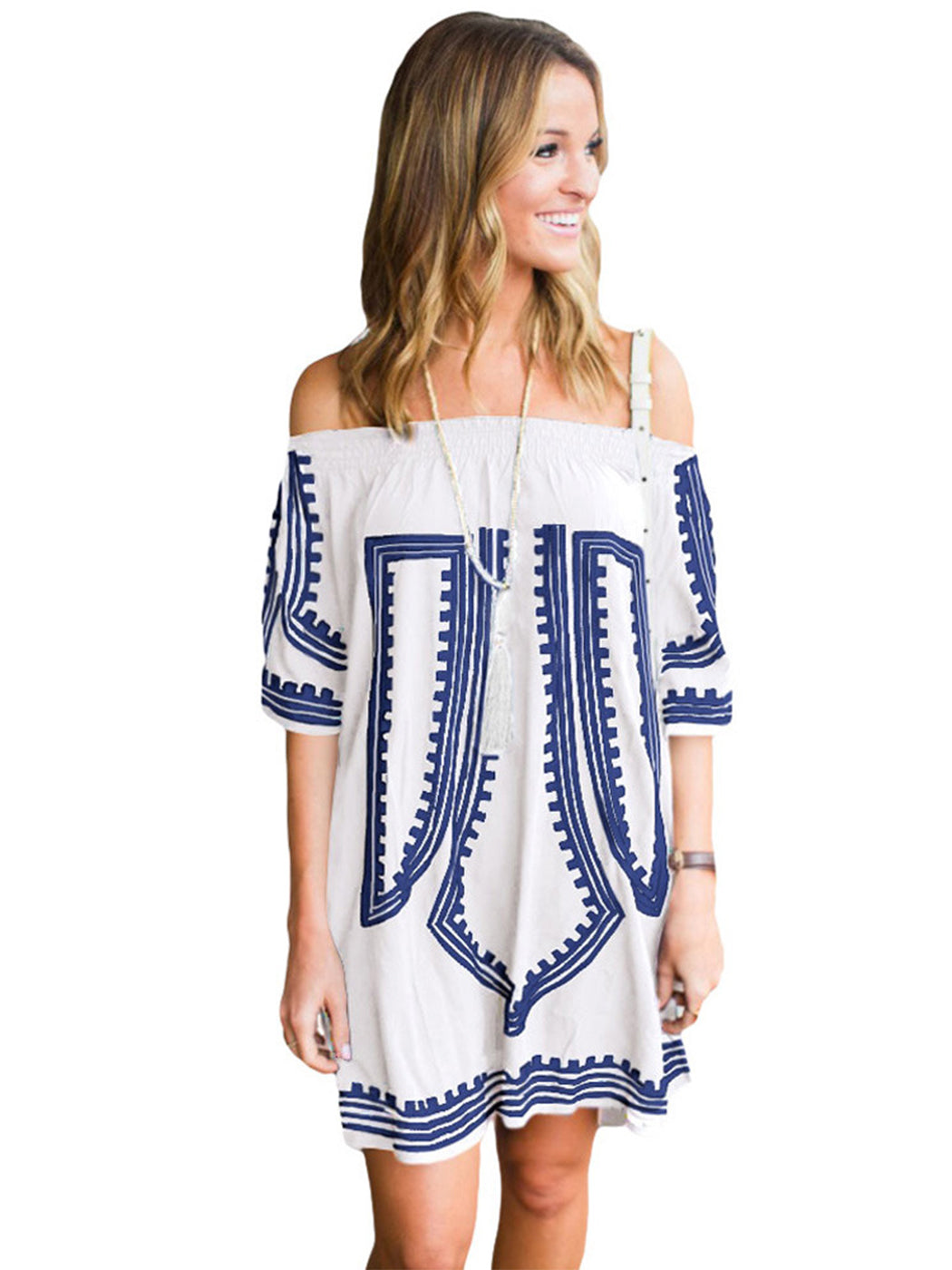 off shoulder short summer dress Verona Off-Shoulder Ruffle Mini Dress White