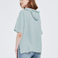 Summer Short Sleeve Loos Cotton Hooded T-shirt