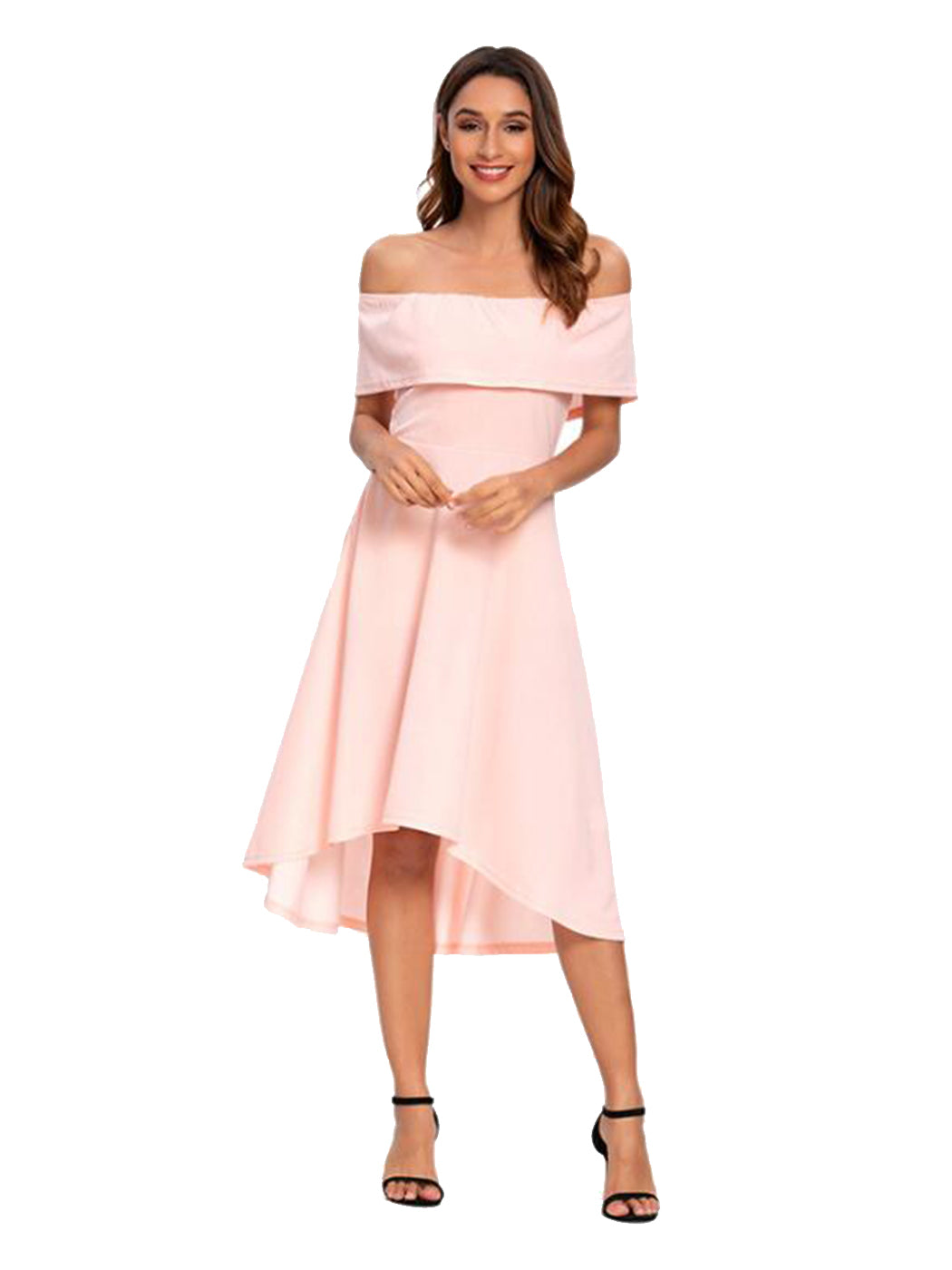 off the shoulder high low skater dress Women High Low Hem Off Shoulder Mini Short Party Cocktail Skater Evening Dress