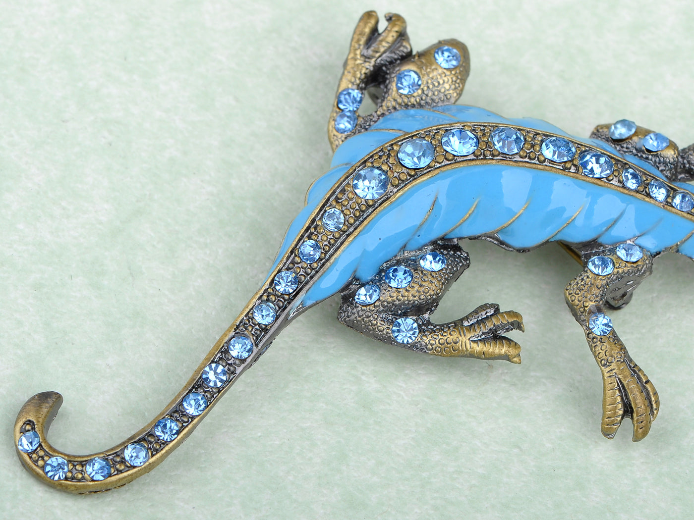 Sapphire Enamel Paint Dinosaur Critter Pin Brooch