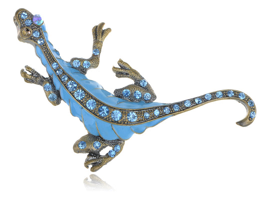 Sapphire Enamel Paint Dinosaur Critter Pin Brooch