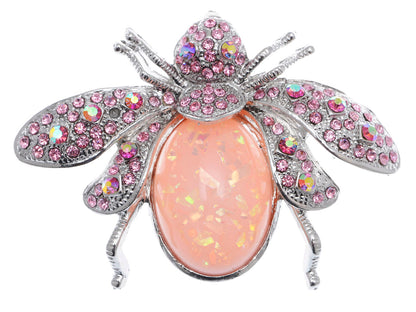 Shine Pink Gem Abdomen Fly Bee Bug Brooch Pin Pendent