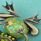 Brass Peridot Green Colored Animal Smiley Frog Brooch Pin