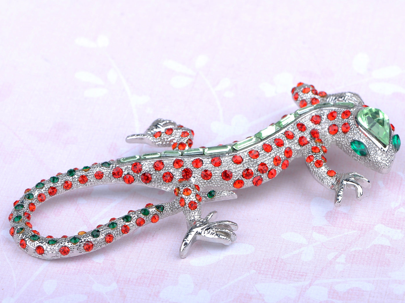 Peridot Ruby Czech Lizard Reptile Pin Brooch