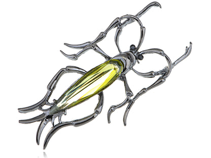 Gun Light Green Water Strider Insect Bug Brooch Pin
