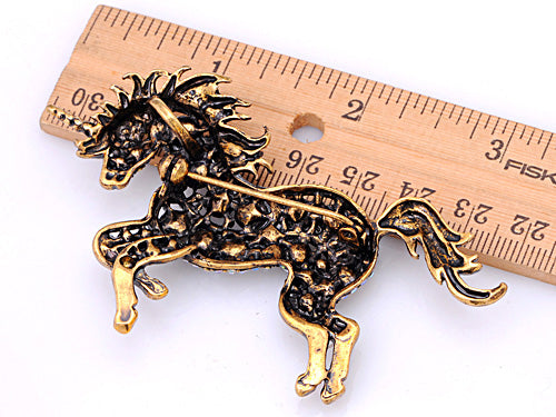 Vintage Combination Of Ab Unicorn Horse Pin Brooch