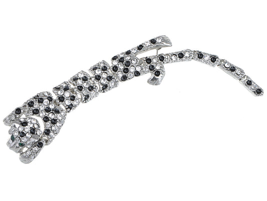 Silver Panther Leopard Lapel Brooch Pin