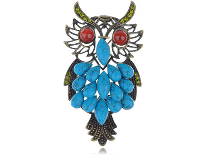 Blue Enamel Brooch Pin Owl Breastpin Diamond Broochpin Wedding & Banquet & Bouquet