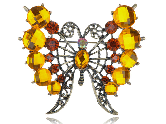 Topaz Butterfly Filigree Design Pin Brooch