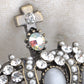 White Bead Royal King Crown Jewel Pin Brooch