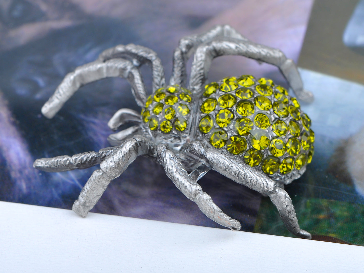 Vintage Repro Peridot Spider Jewelry Pin Brooch