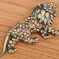 Geunine Topaz Roaring King Lion Animal Pin Brooch