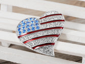 Alilang America Patriotic Flag Brooch Pin - Red White Blue Rhinestone Crystal Waving Flag Design