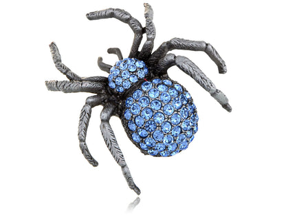 Light Sapphire Blue Color Czech Spider Insect Pin Brooch