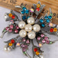 Holiday Flower Wreath Pearl Jewelry Pin Brooch