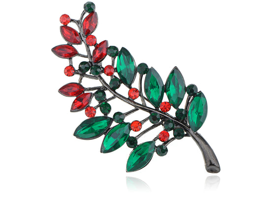 Merry Christmas Holly Leaf Branch Jewelry Pin Brooch