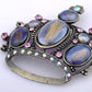 Rose Pink Purple Cat Eye Crown Pin Brooch