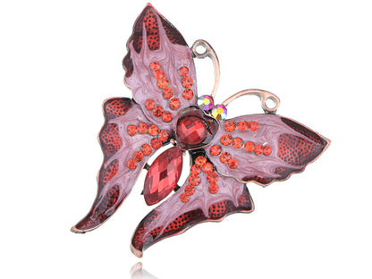 Dazzling Romantic Ruby Red Butterfly Enamel Paint Brooch Pin